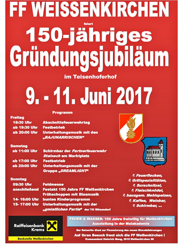 Programm 150-jähriges Gründungsjubiläum